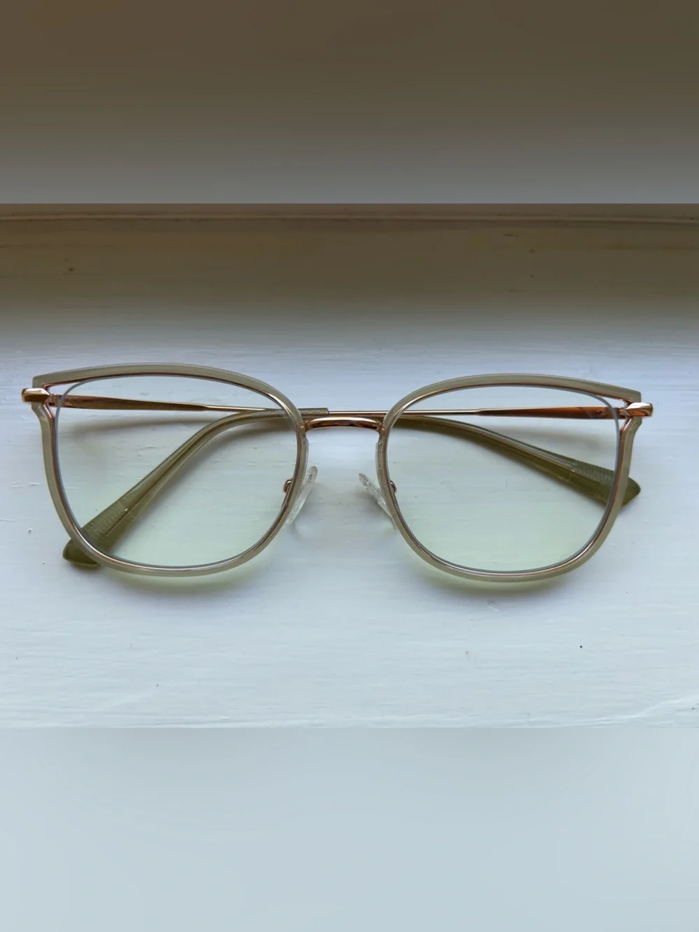 Women’s Clear with Light Green Tinted Stylish Blue Blocker Eyeglasses